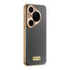Suitable for Huawei Pura70Pro Phone Case, Carbon Fiber Texture 70por All-inclusive Shockproof Business Men's Electroplated Leather Case