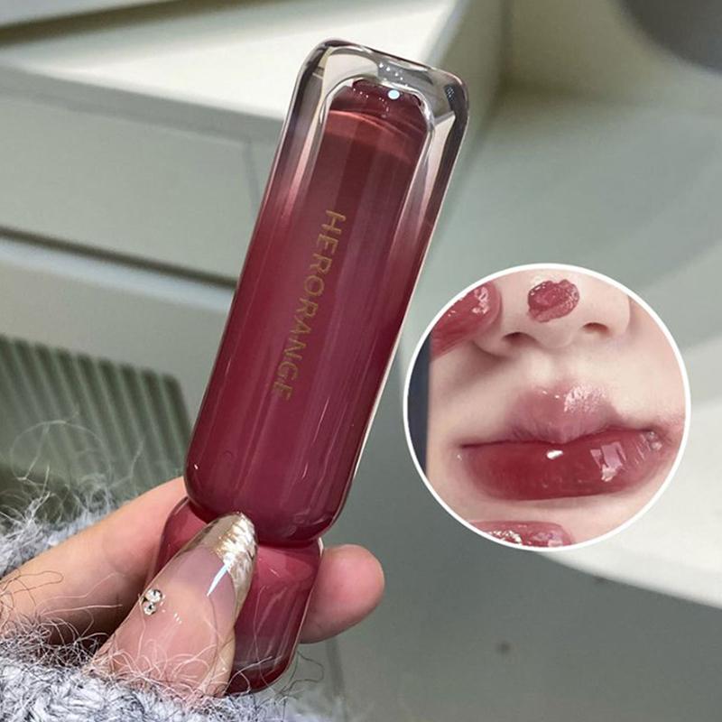 Herorange Brillo de Labios Espejo Agua Brillo de Labios Líquido Hidratante Labial Tinte Transparente Maquillaje Cosméticos Mujeres Coreanas