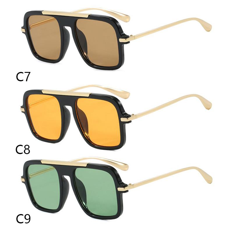 Vintage Colorful Metal Conjoined Square Sunglasses Women Men Retro Trend Sun Glasses Climbing Camping Glasses