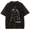 Maki Zenin T-shirt Jujutsu Kaisen Vloekend Gereedschap Tee Vintage Gewassen Hip Hop Retro Anime Harajuku Streetwear Heren Dames Kleding