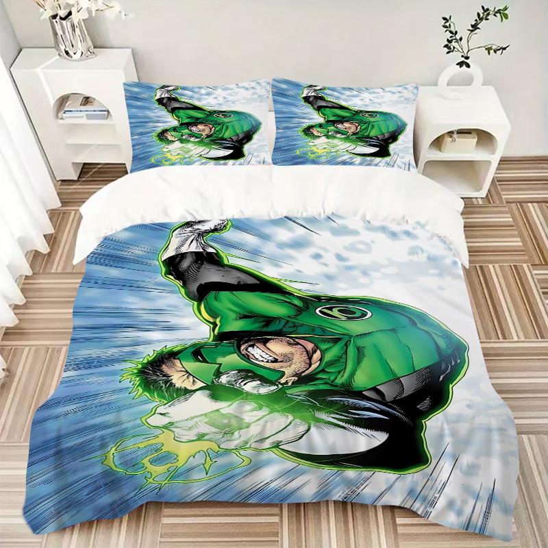 3pcs Green Lantern Cover Set,Soft Comfortable Duvet Cover,Guest Room (1*Duvet Cover + 2*Pillowcases, Without Core) Yy251024062