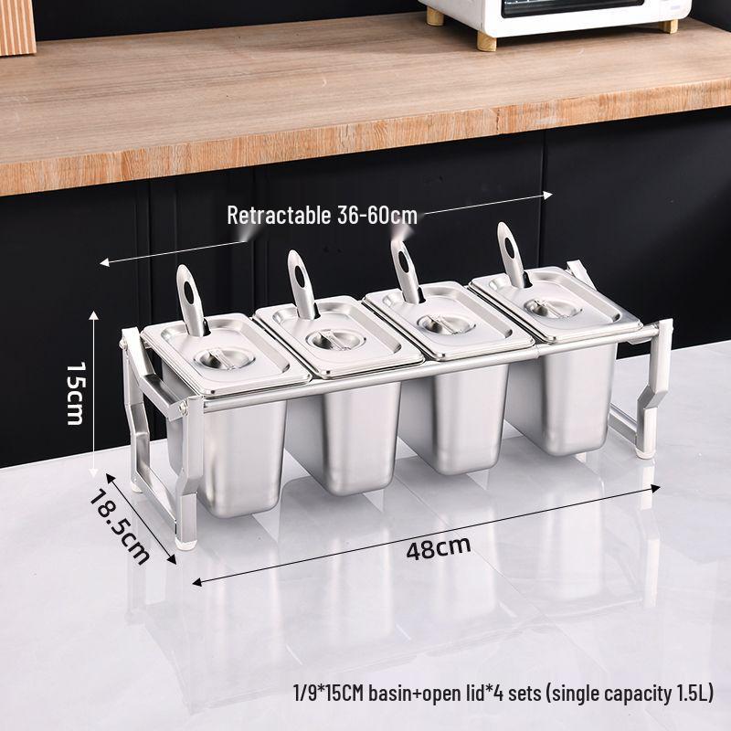Commercial Stainless Steel Multi-Compartment Condiment Tray Set for Milk Tea Shop