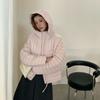White duck down ribs light puffs hooded down jacket women's new loose and thin versatile warm jacket