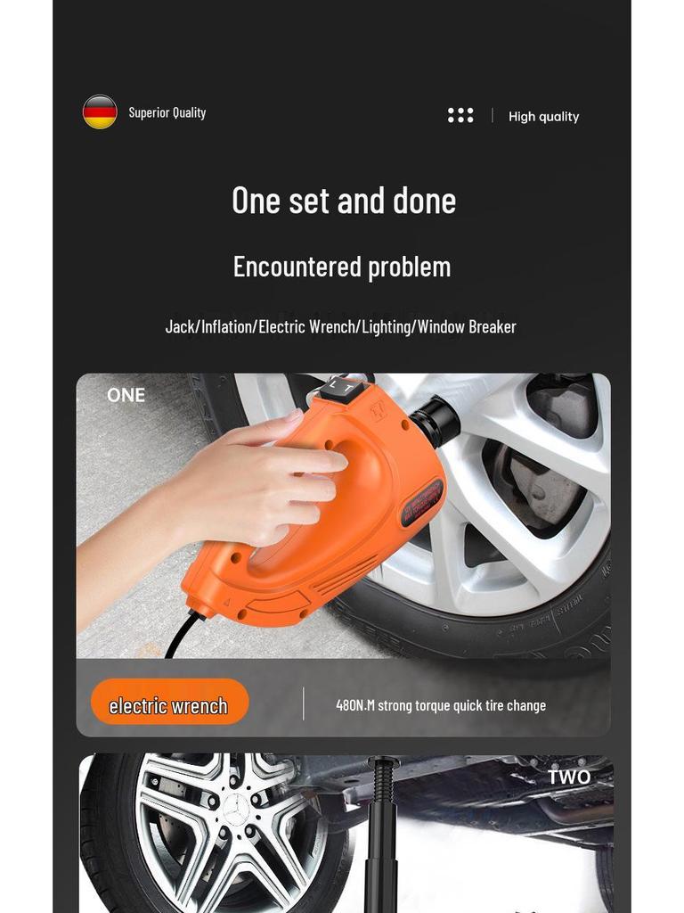 12V Multi-Functional Electric Car Jack and Wrench Set