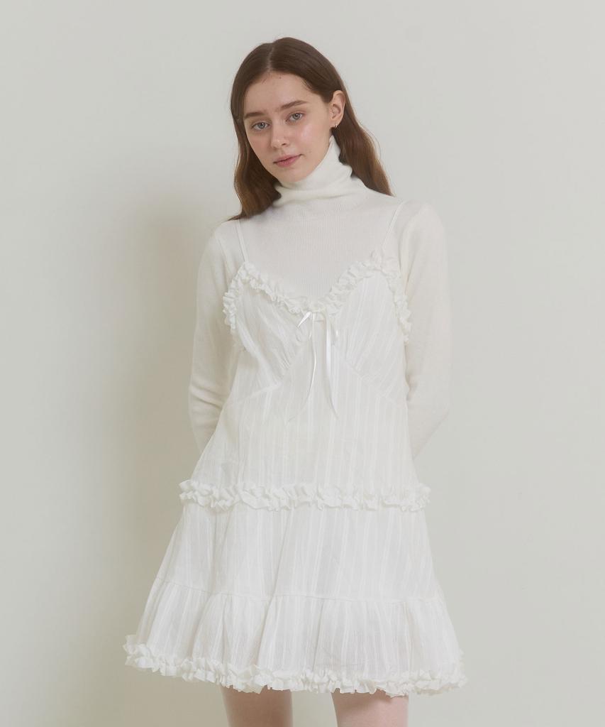 Pink Pineapple Fairy Frill Slip Dress_White