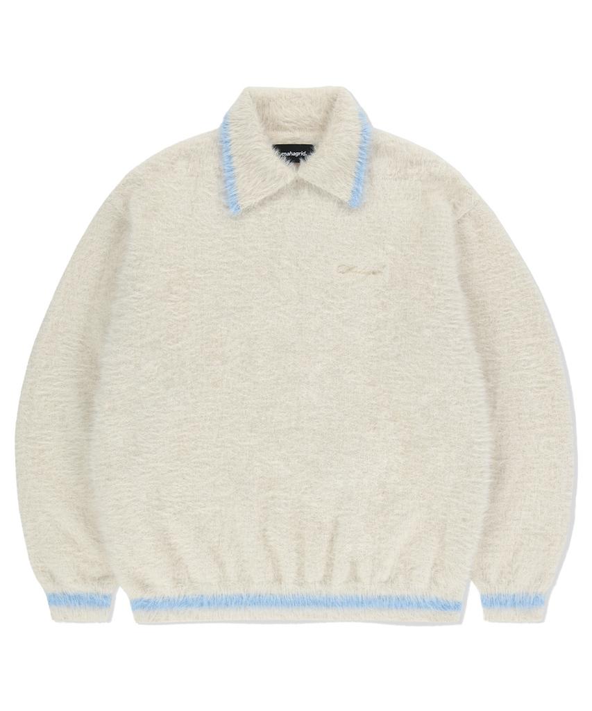 MAHAGRID Hairy Collar Knit Ivory(Mg2Efmk642A)