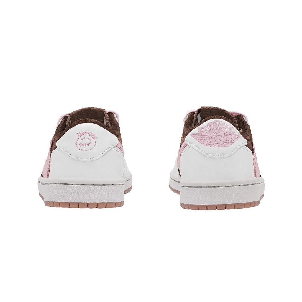 Travis Scott X Jordan Air Jordan 1 Brown Pink TS SP Leather Cushioning Slip Resistant Low Top Vintage Basketball Shoes DZ4137-700(Team-)