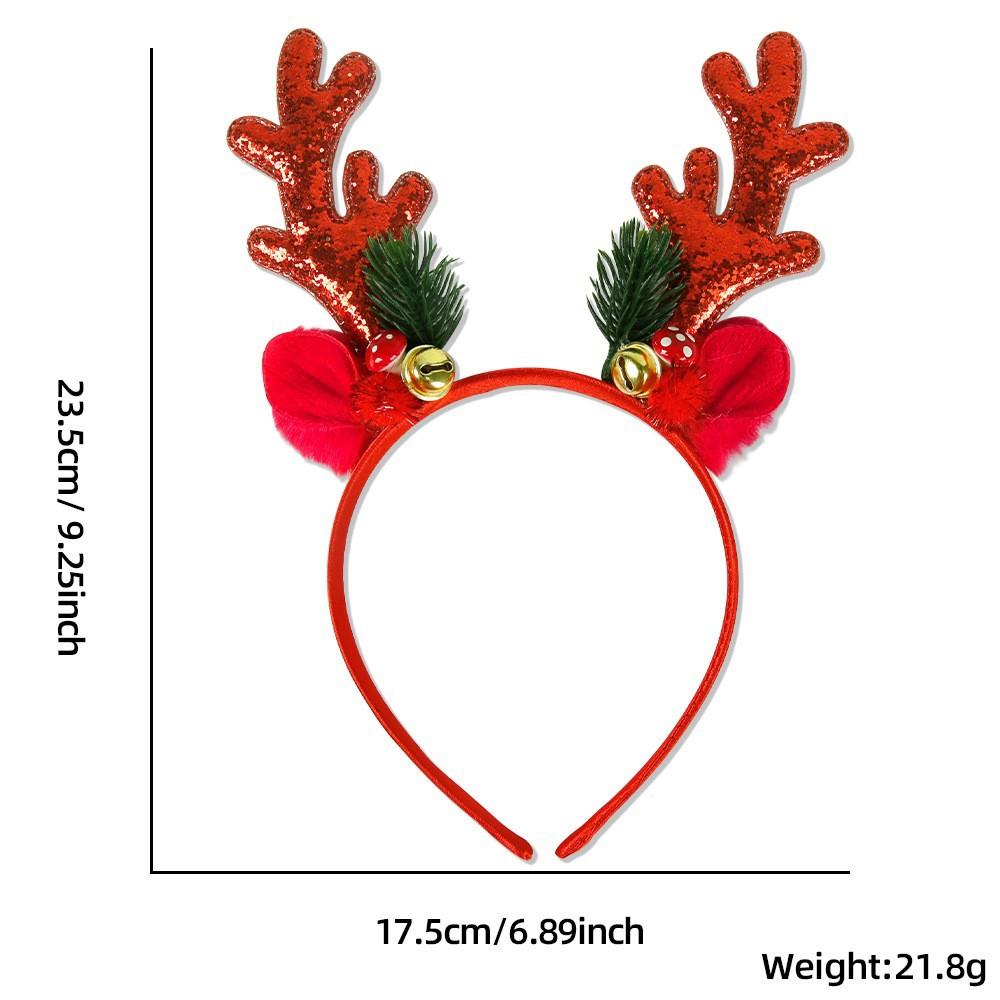 Fascia per capelli natalizia con campanella di corno di alce natalizio, paillettes, fascia per capelli natalizia, accessori per foto di Capodanno, decorazioni di buon Natale, regali per bambini