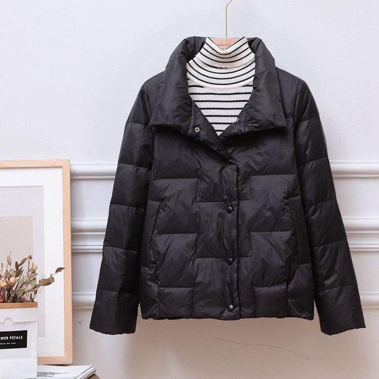 Women's Fashionable Lightweight Stand-up Collar White Duck Down Jacket for Autumn and Winter