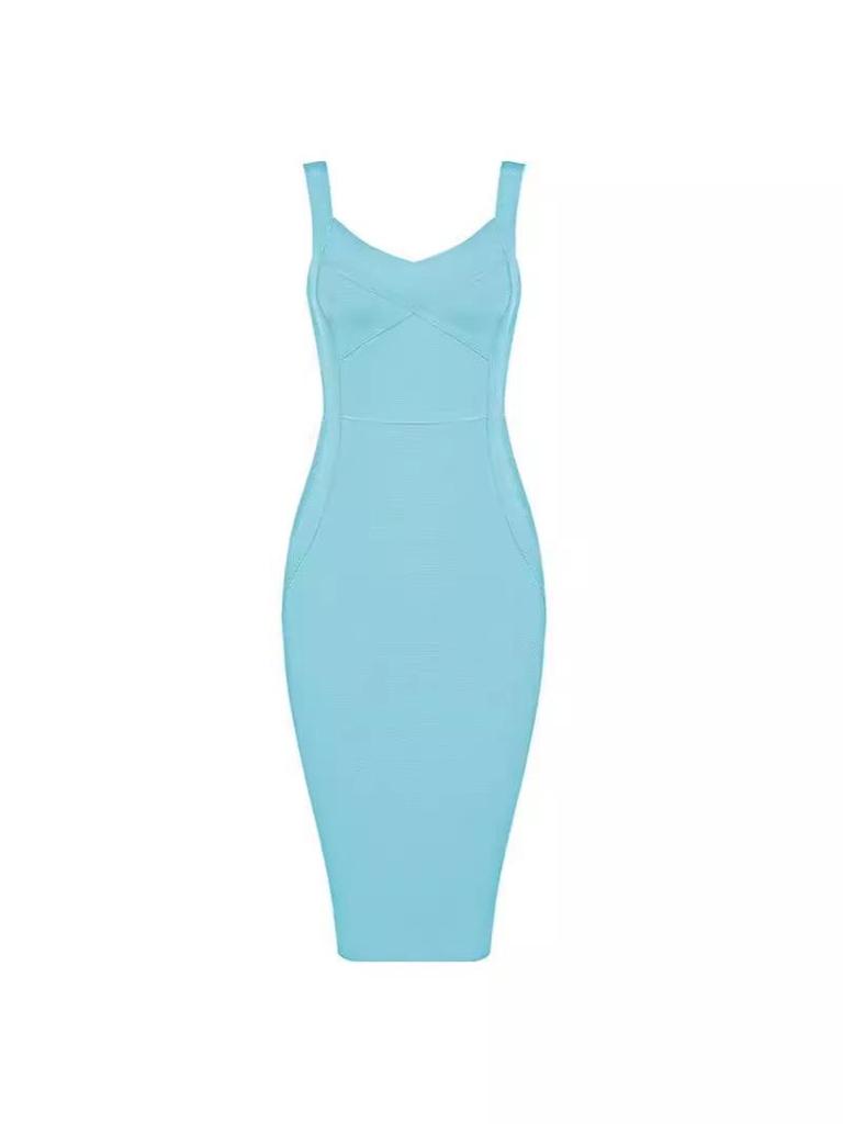 Gold Spaghetti Strap Bodycon Dress, High Waist Evening Wear