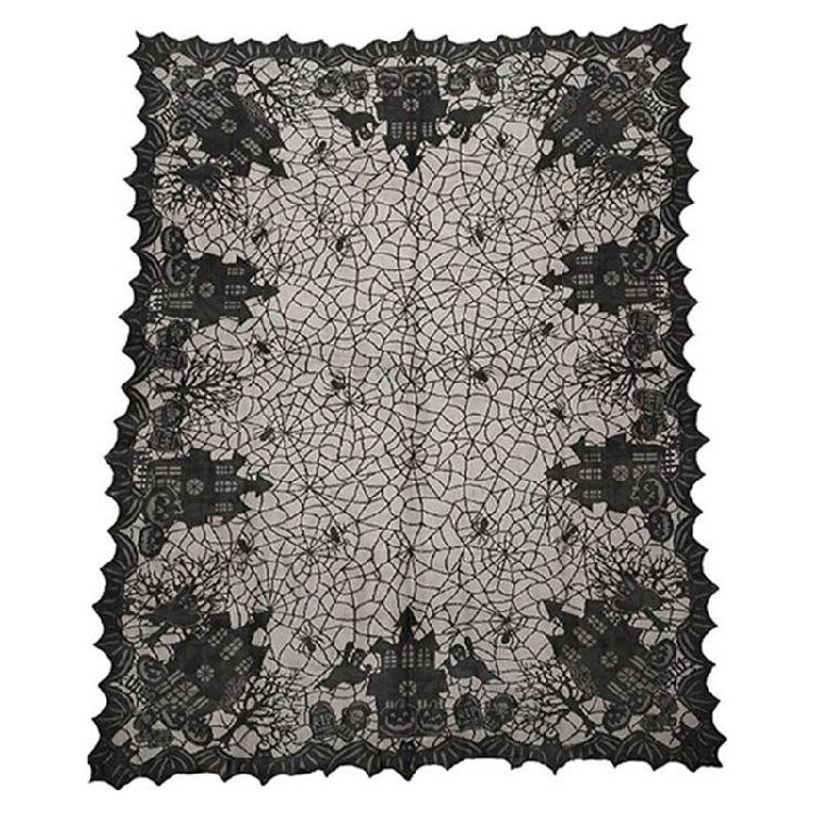 

Haunting Halloween Tablecloth, 53x69inch, Festival Black Lace Table Cover Easy to Clean for Eerie Gatherings 1 чорний