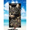 Ultra-Fine Fiber Quick-Drying Nordic Tropical Style Flamingo, Black Cat, Leopard And Tiger Printed Cartoon Beach Towel, Yoga Mat