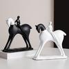Abstract Man Black White Horse Figurine Modern Minimalist Artistic Horse Statue Resin Sculpture Home Office Desktop Decoration Ornament