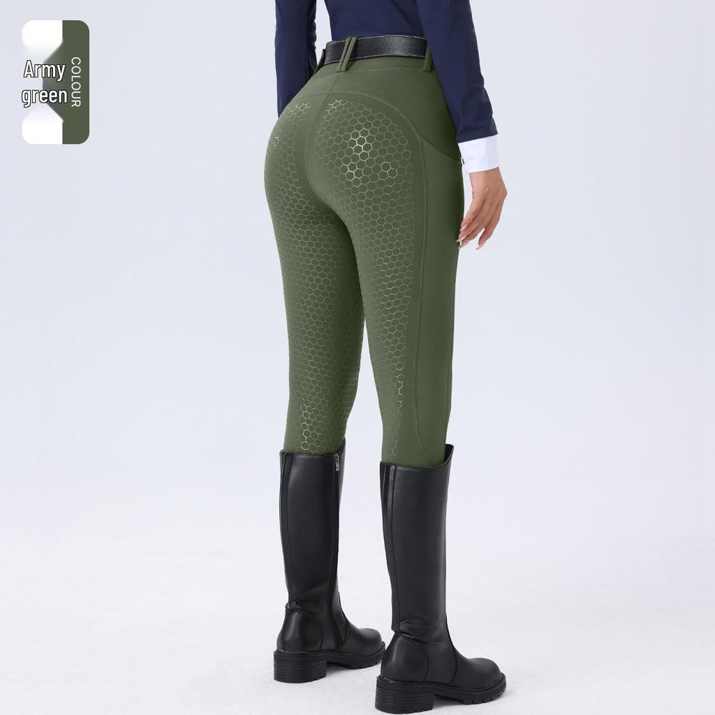 Damen Reithose mit hohem Bund, Silikonvollbesatz, rutschfest, abriebfest, elastischer Passform und Taschen.