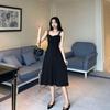 2026 French Hepburn-Style Petite Black Spaghetti Strap Dress for Women