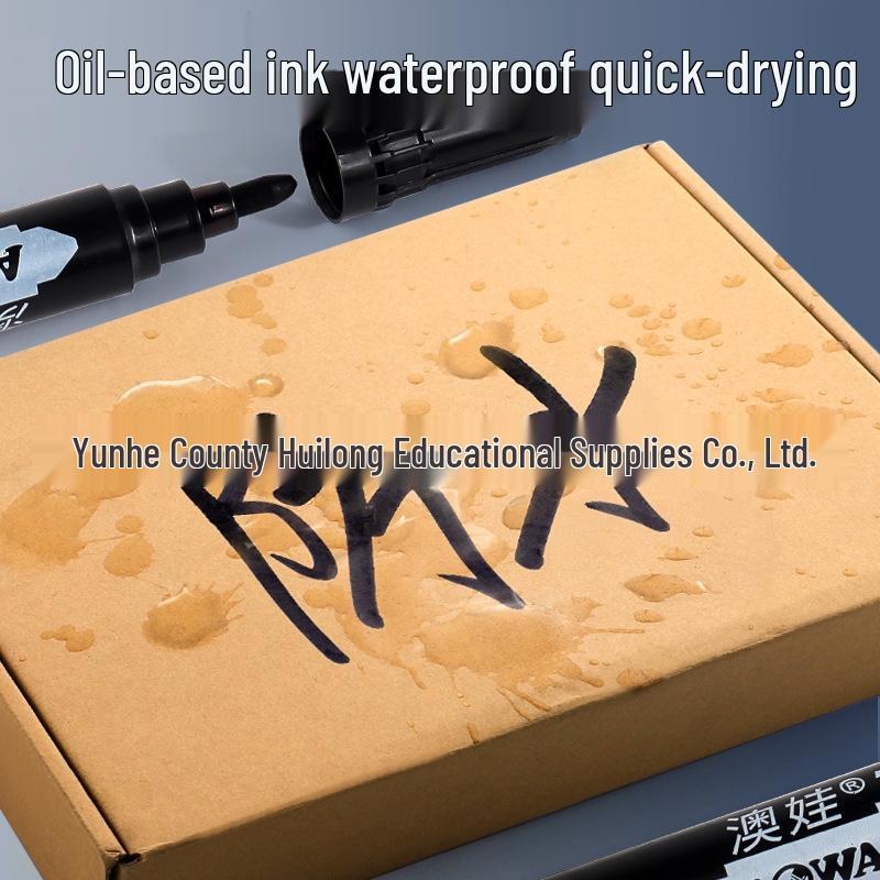 Black Broad Tip Graffiti Marker, Oil-Based & Waterproof, High-Capacity Logistics Pen