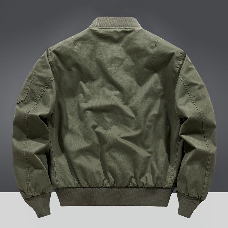 Veste Pilote 100% Coton pour Homme 2024, Coupe Ample Printemps/Automne, Grandes Tailles, Workwear Style Baseball, Légère.