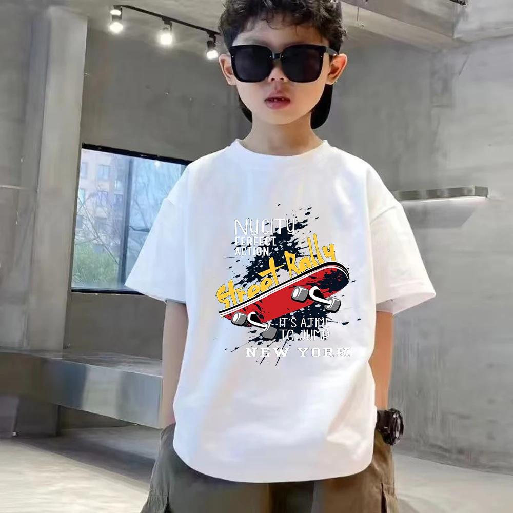 Summer Breathable Cotton Children TShirt Design Fashion Scooter Print Boys Tees Top Kid Clothes Short Sleeve Teenagers Tshirts