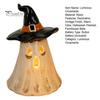 Farmhouse Style Autumn Decor Witch Hat Ghost Tealight Candle Holder, Vintage Resin Halloween Tabletop Rustic Pastoral Theme Ornaments with Warm
