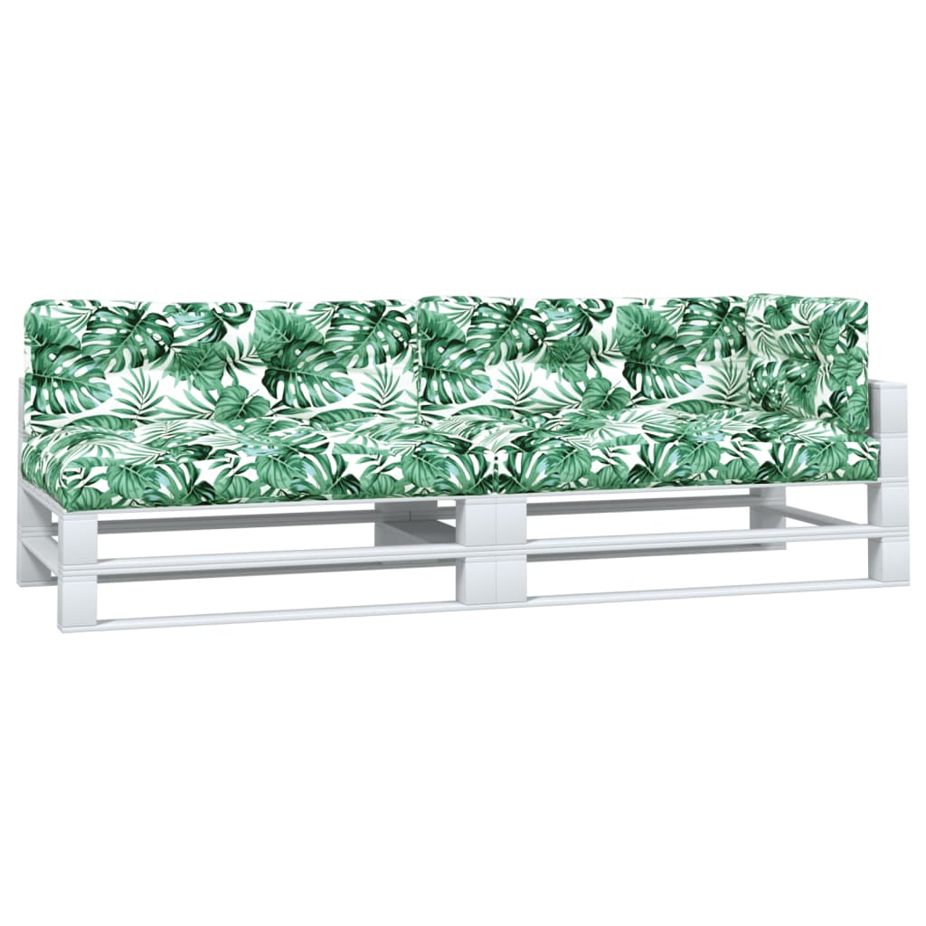 5 Piece Pallet Cushions with Leaf Pattern Fabric