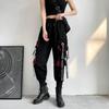 Women's Korean Style Casual Pants Streetwear Ribbons Joggers Ankle Length Loose Hip Hop Cargo Pants