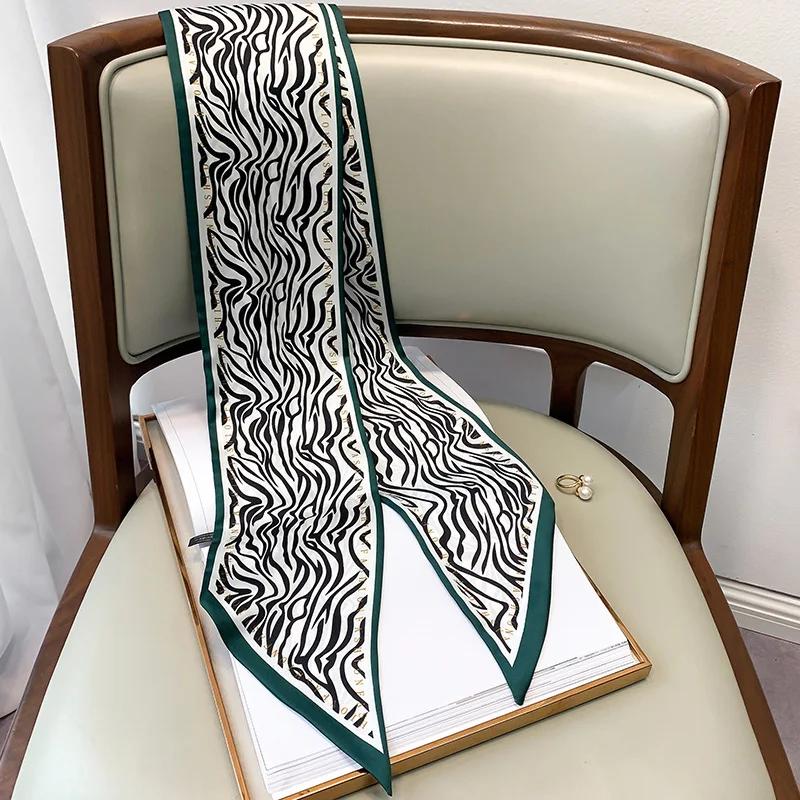 Long Silk Scarf Bag Tie Lady Neck Skinny Scarves Hairband Foulard Horse Print Brand Lady Neckerchief Ribbon  Spring New