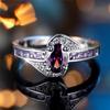 Cute Female Purple Zircon Stone Ring Silver Color Engagement Charm Wedding  For Women