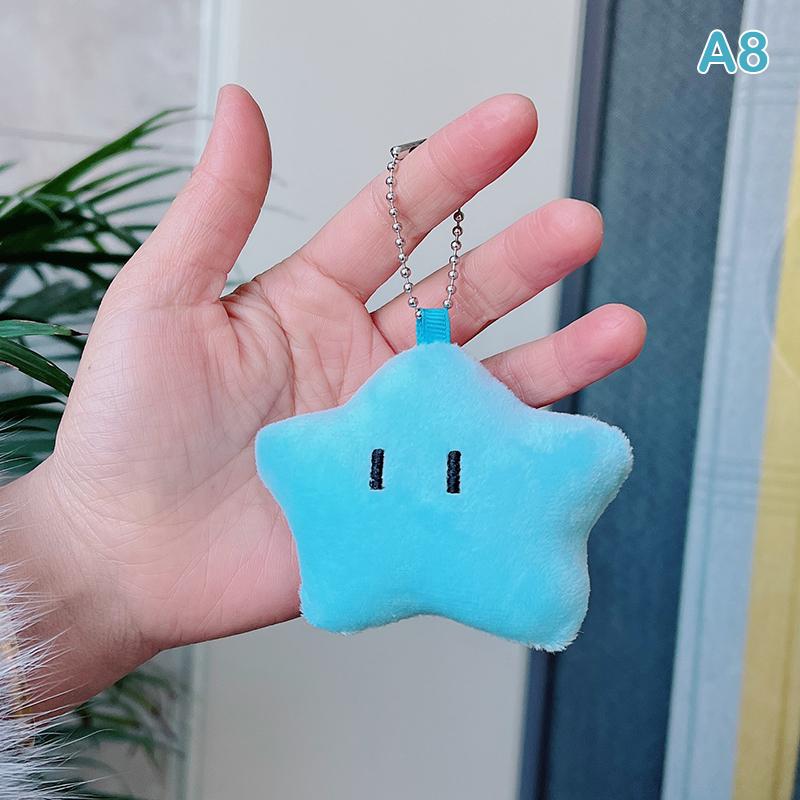 Plush Star Keychains Cute Smiling Star Keyrings Girls Sweet Car Keychains Star Doll Keychains Car Keys