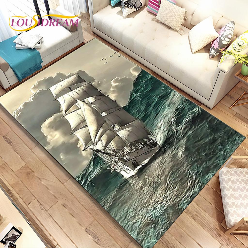 Un bateau pirate, une barque, un bateau, un tapis pour la maison, le salon, la chambre à coucher, un canapé, un paillasson, un tapis de sol antidérapant