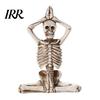 Creative Yoga Pose Skull Design Halloween Skeleton Statue, Funny Dead Figure for Party Decor, Distressed Texture Ornament Resin Gothic Haunted House,