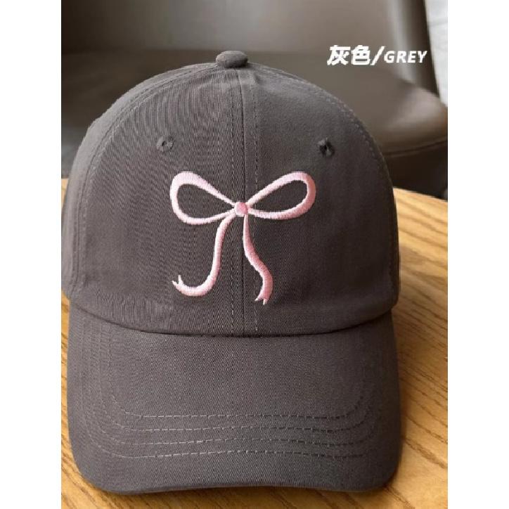 Korean-style fashionable soft-top baseball cap for women, spring casual versatile bowknot duckbill cap, sun protection sun hat