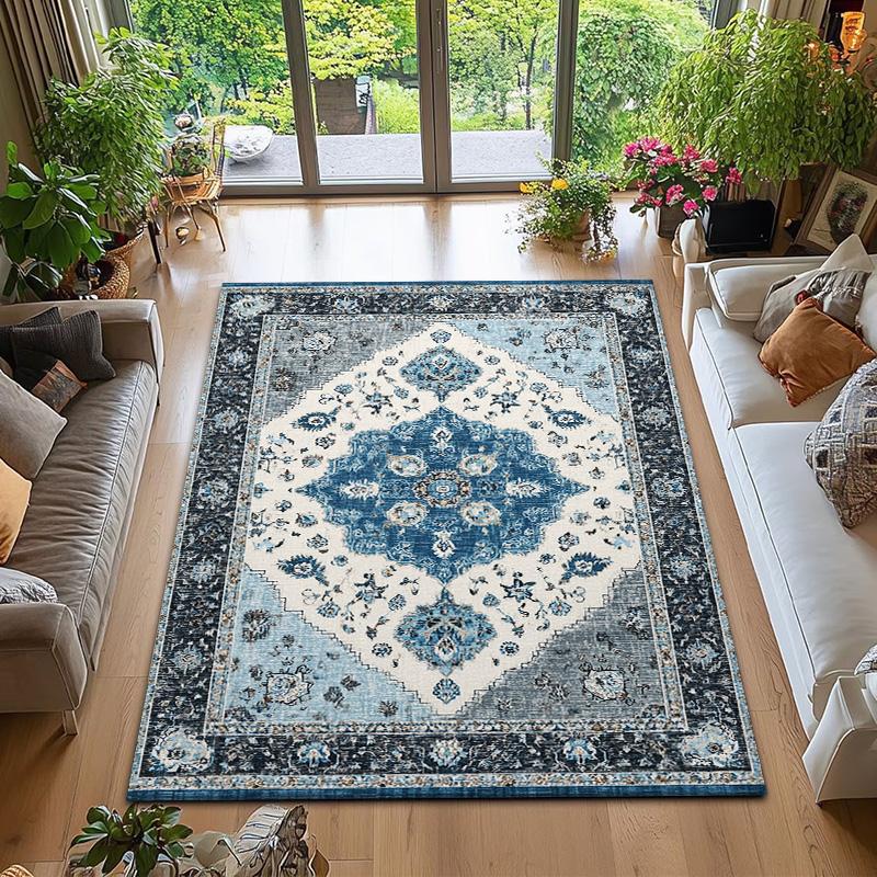 RAKKS Soft Vintage Moroccan Style Area Rug Non-Slip Indoor Outdoor Carpet for Living Room Bedroom Beside Sofa Home Decor