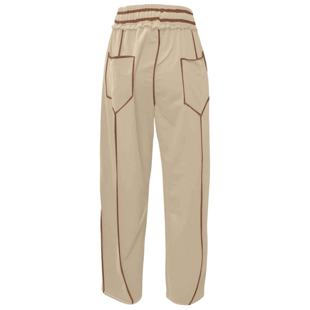 Women's Wide Leg Pants With High Waisted Straight Leg And Spliced Pocket Casual Pants