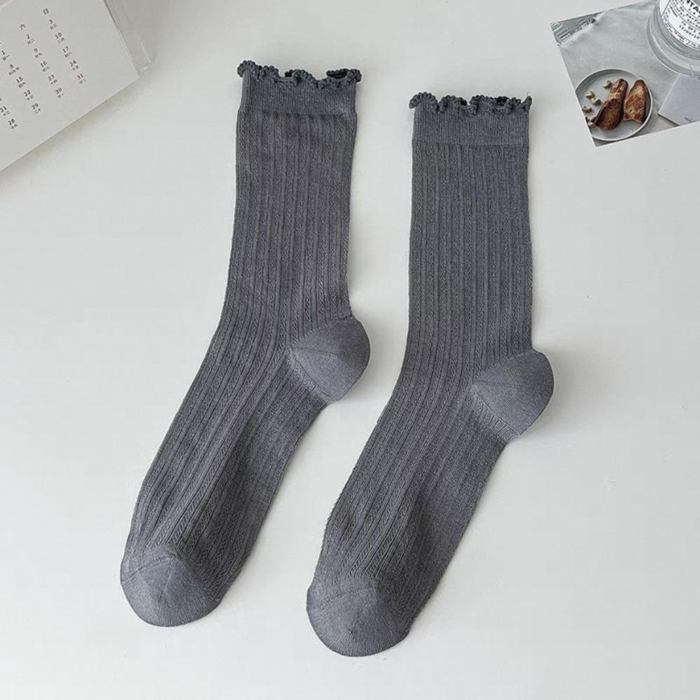 Sweet Solid Color Mesh Mid Tube Socks Lace Ballet Style Lolita Socks Hollow Out Ultra-thin Ultra-thin Socks JK