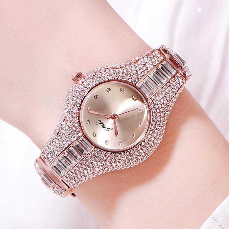 Orologio da Donna Acciaio Cinturino Incrostato di Diamanti Lusso Leggero Lega di Alta Gamma Orologio Impermeabile Quarzo Orologio da Donna