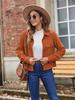 Women's Fashion Casual Short Sleeve Corduroy Button Crop Jacket Top