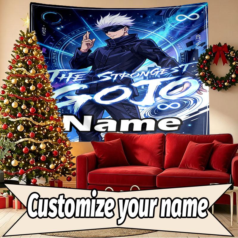 Benutzerdefinierter Name Personalisierte Jujutsu Kaisen Druck Wandteppich, Wandkunst Dekoration, Schlafzimmer, Wohnheim, Wohnung, Wohnzimmer, Party-Hintergrund, Geschenk zum Geburtstag
