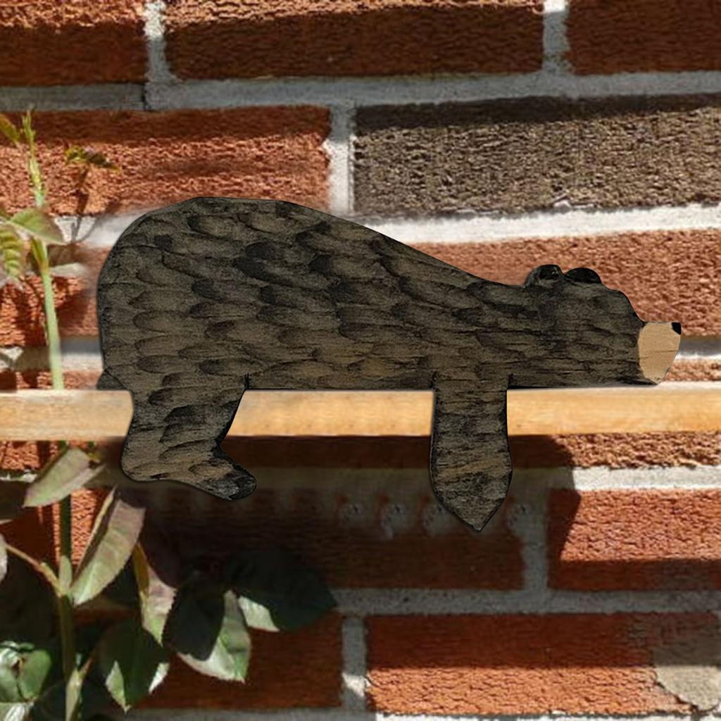 Charming Wooden Bear Door Topper As Corner Sculpture Decor in Home or Office Decoration Gel  Decorative Figurines
