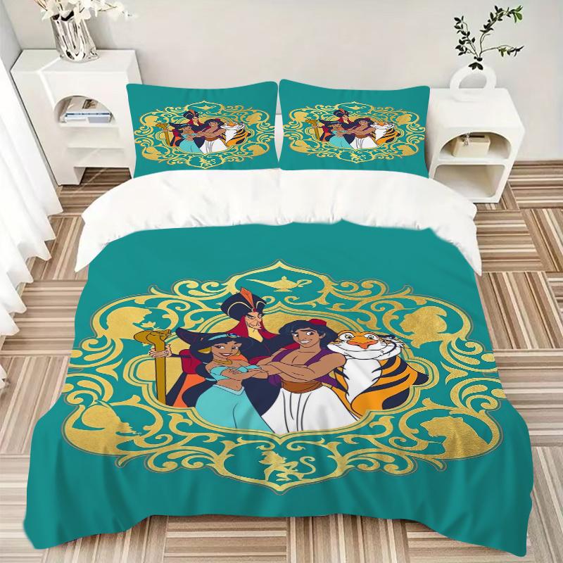 3pcs Aladdin and Friends Printed Quilt Set Soft and Comfortable Quilt Cover for Bedroom, Guest Room S003