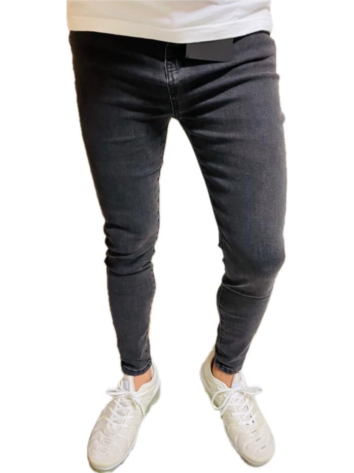 JGG. Женские скинни джинсы-леггинсы, Скинни/Супер скинни джинсы из трикотажа, Облегающие джинсы-джоггеры, Унисекс эластичные потертые джинсы (Размер L, темно-серый)