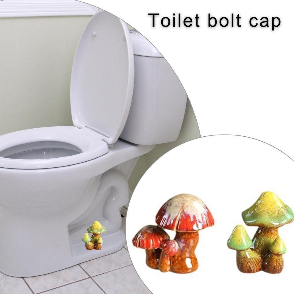 Toilet Bolts Covers 2Pcs Colorful Resins Mushroom Designs Toilet Bolts Caps Bathroom Decors Replacement Accessories