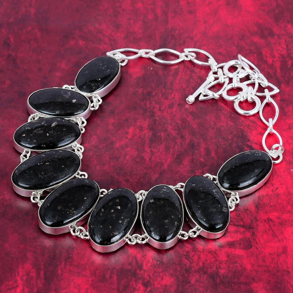 Nummite  Gemstone Jewelry, 925 Solid Sterling Silver Necklace& Bracelet, Designer Jewelry Set, Handmade Bracelet For Gift