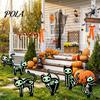 Luminous Outdoor Halloween Decorations Skeleton Cat Garden Stake, Glow in The Dark Ornament, Spooky Black Lawn Decor Acrylic Yard Art Stake