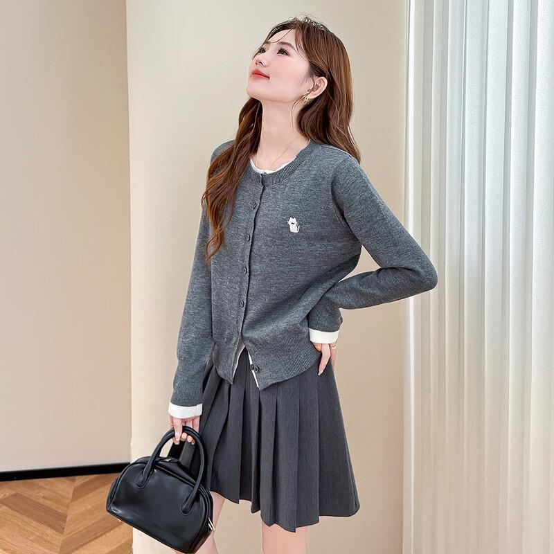 TonLion Women's Faux Two-Piece Embroidered Cardigan