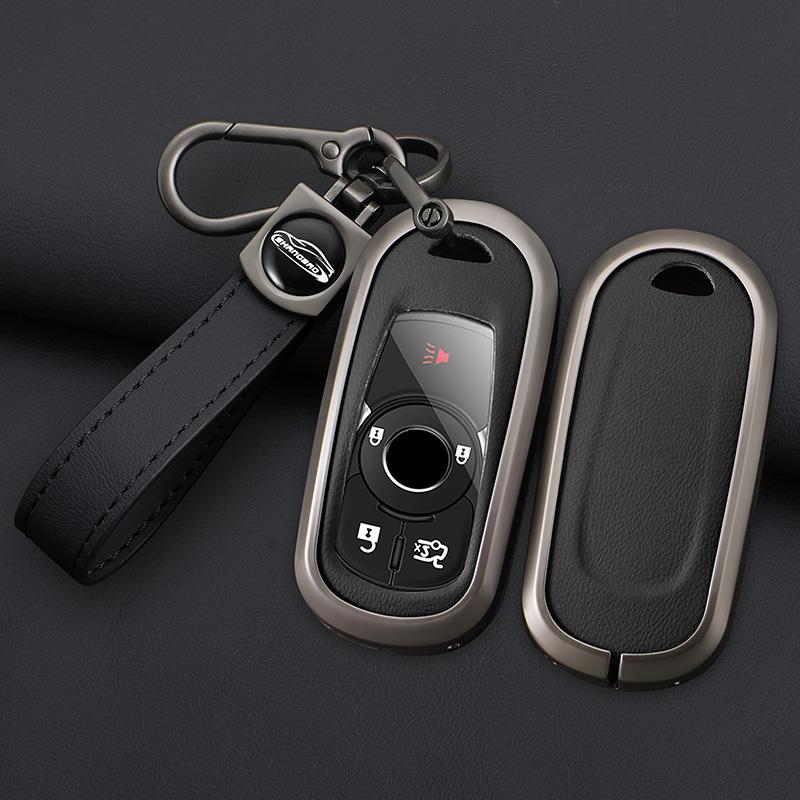Auto Key Fob Cover Fit For Buick B 5 Buttons Opel Astra G H J Mokka Insignia Vectra Meriva Corsa Zafira Zinc Alloy+Leather Auto Accessories