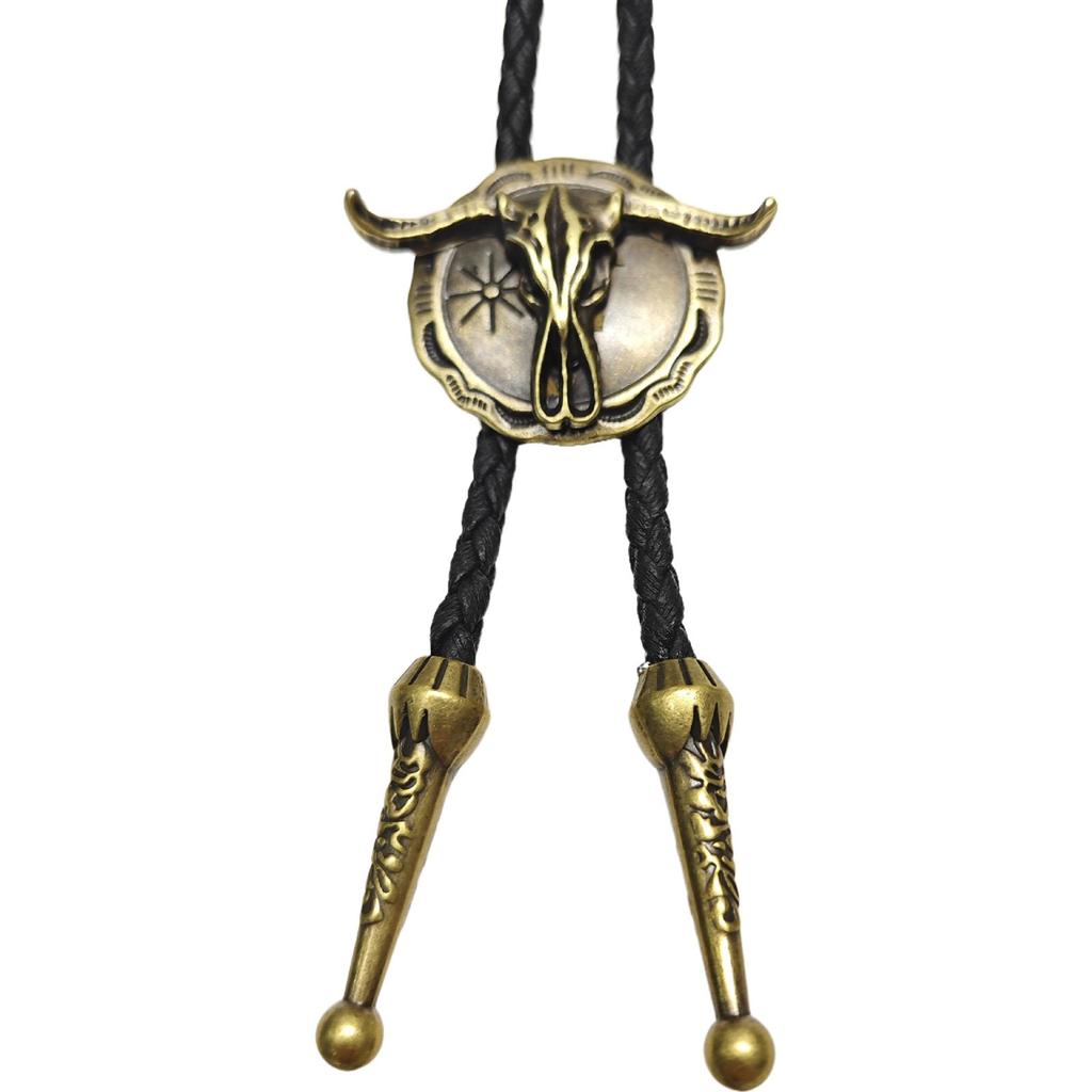 Western Bull Skull Pendant Tie Formal Event Bolo Tie Music Festival Bolotie Rodeos Costume Neckwear for Special Occasion