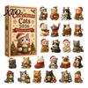 24 Day Christmas Countdown Cat Advent Calendar, with Cute Ornaments, Decorative Accents 2D Acrylic Kitty Holiday Decorations, Gift for Kids,