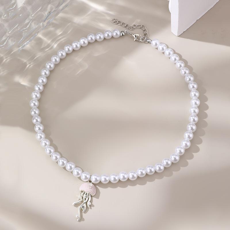 Bohemian Zircon  Pendant Necklaces For Women Zircon New Trend Cute Jellyfish Zircon Chain Choker Girl Gift