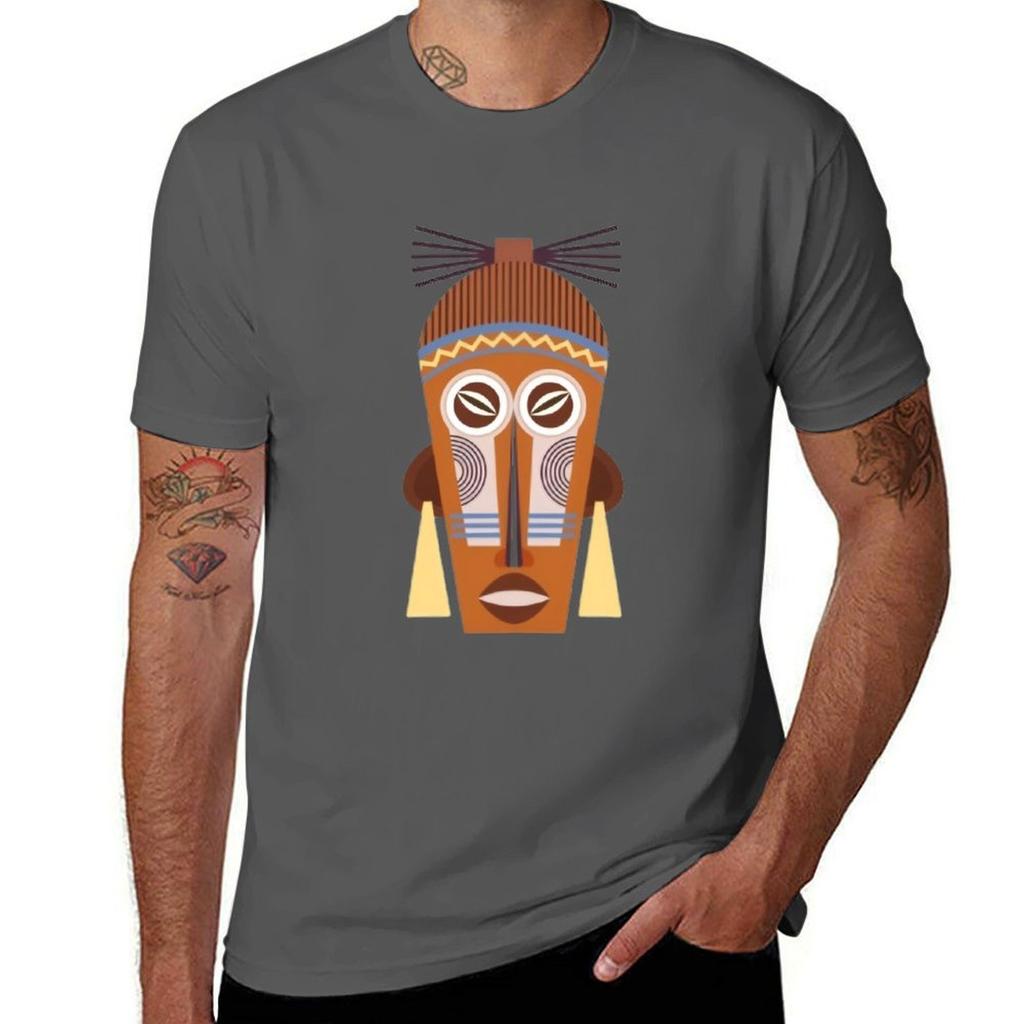 AFRIKANISCHE MASKE UND GESICHT AFRIKANISCHE KUNST 3 T-Shirt Minimalistisch Lässig Kurzarm Top