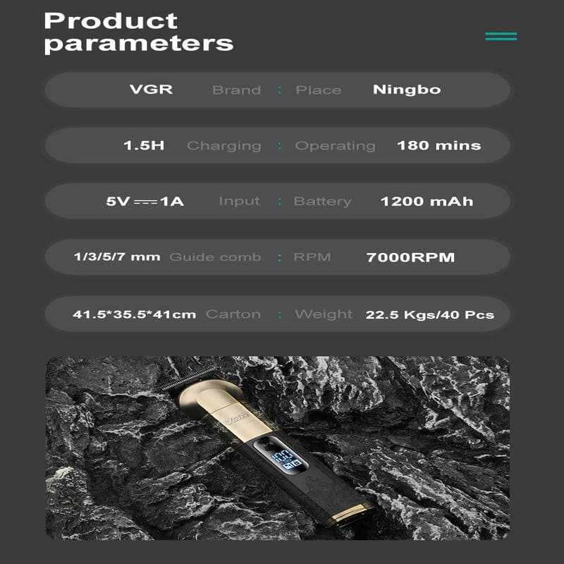 2026 VGR V-296 Professional Retro New Hair Clipper with LCD Digital Display Metal Body Engraving Men's Special Electric Hair Clipper Beard Trimming